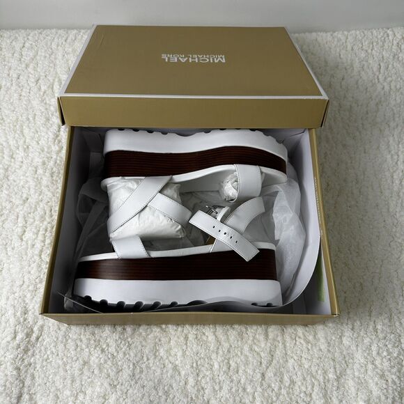 Michael Kors Marlon Platform Sandals Optic White  Size 6.5 - Picture 7 of 7